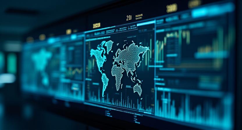 Financial data analytics overlaid with climate trend lines